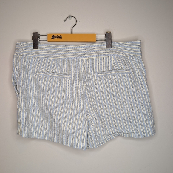 LOFT Women's Size 12 100% Cotton Blue Yellow Striped Riviera Short - Picture 3 of 10